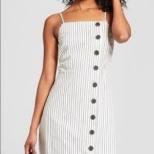 WhoWhatWear Striped Buttoned Cotton Dress SzM
